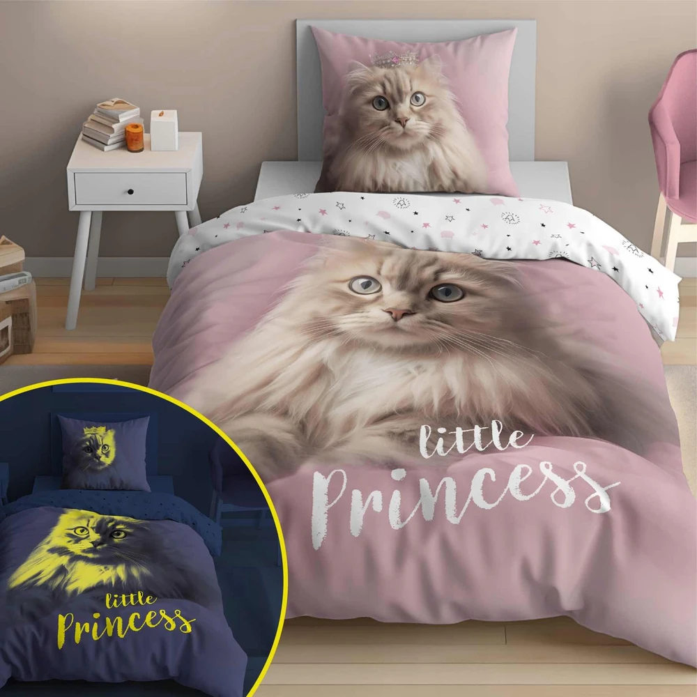Patalynės komplektas Detexpol PATALYS 160x200 GLOW IN THE DARK Kitten 100% MEDVILNĖ