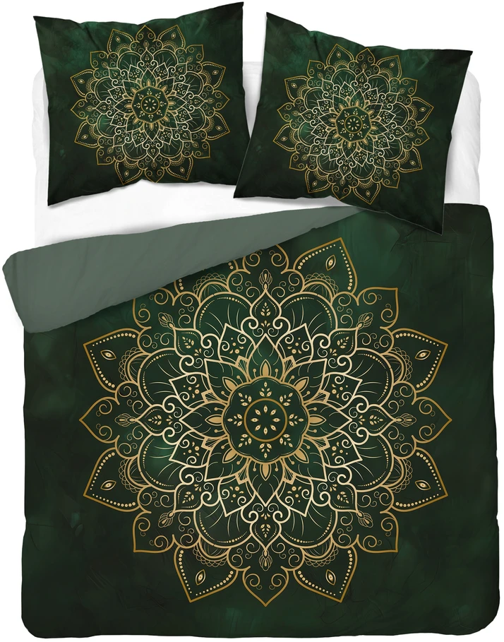 Detexpol pościel bawełniana HOLLAND 160x200 žalia auksinė MANDALA 5838A