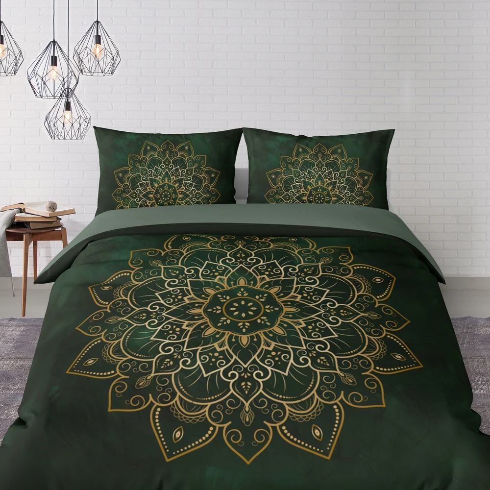 Detexpol pościel bawełniana HOLLAND 160x200 žalia auksinė MANDALA 5838A