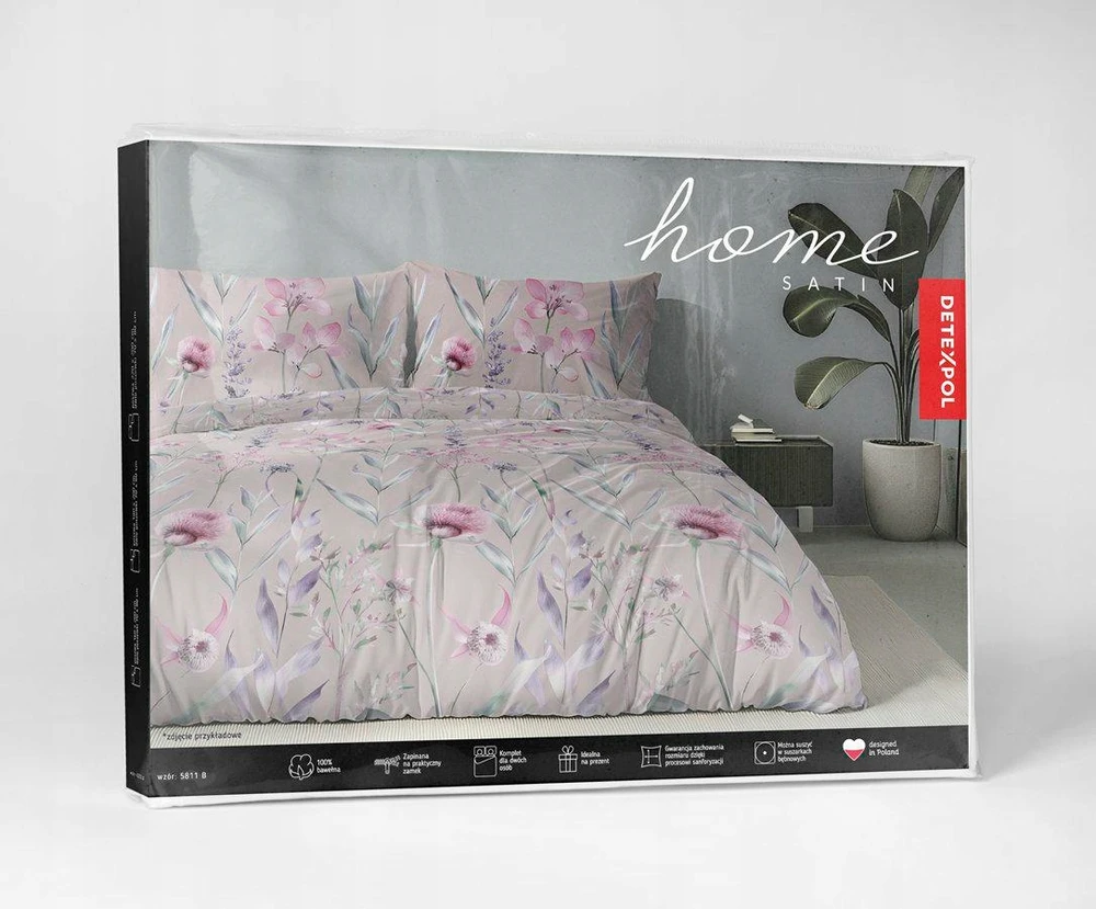 Detexpol Satininė patalynė 220x200 pudra su pastelinėmis gėlėmis - 5811 B