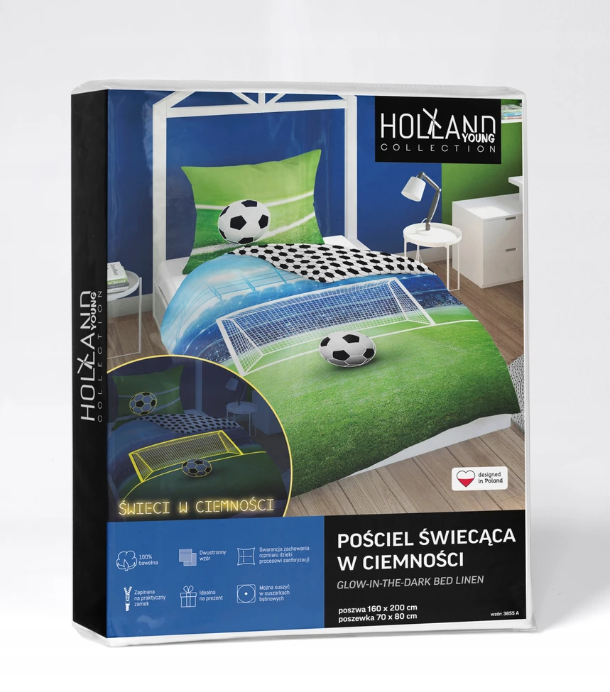 Detexpol ŠVYTI TAMSIOJE PATALĖJE 140 x 200 FUTBOLIS FUTBOLO ĮVARTOS LAUKAS