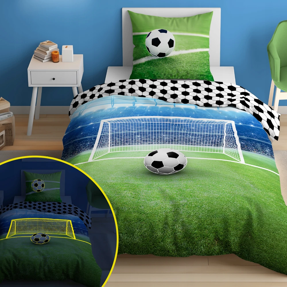 Detexpol ŠVYTI TAMSIOJE PATALĖJE 140 x 200 FUTBOLIS FUTBOLO ĮVARTOS LAUKAS