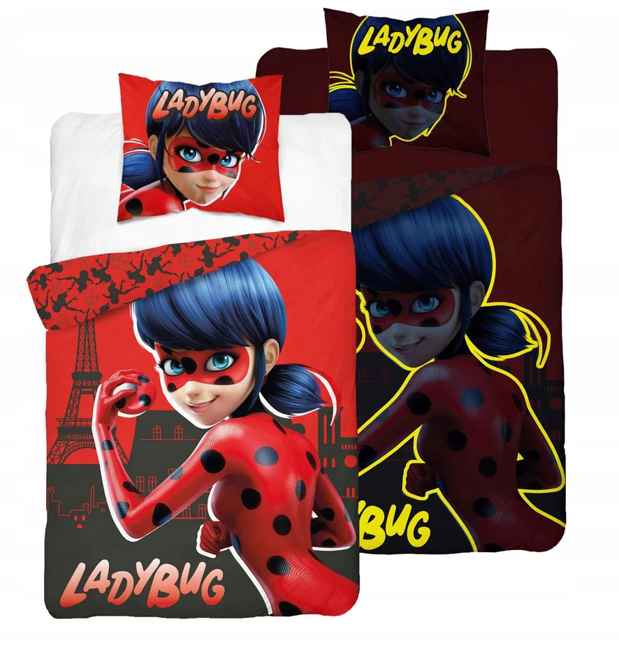 Detexpol Tamsoje švytinti patalynė 140 x 200 „Miraculous Ladybug and Cat Noir“ medvilnė