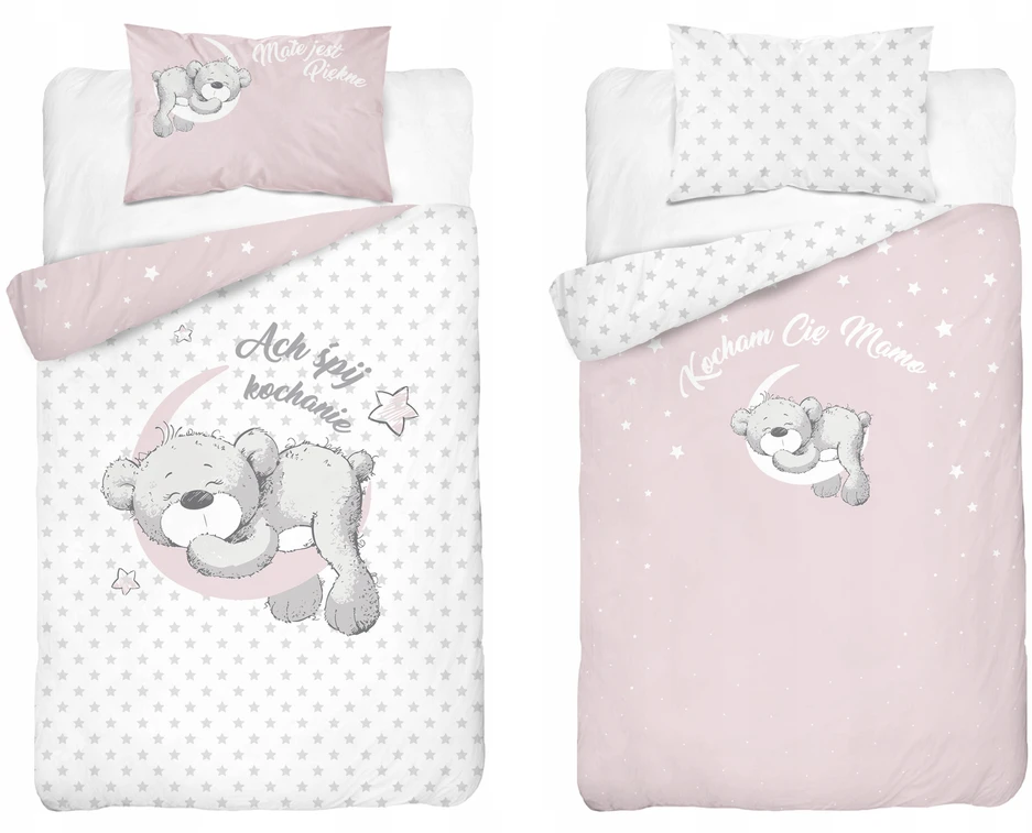 Patalynės komplektas Detexpol Vaikiška patalynė 2 vnt 100x135cm 3944B BEAR rožinė BABY SHOWER