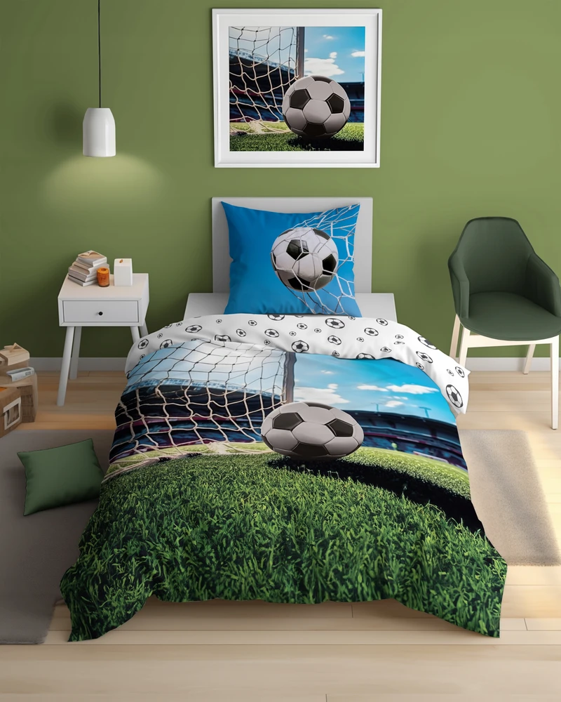 Detexpol Vaikiškos patalynės komplektas 160x200 su futbolo motyvu, šviečiantis tamsoje