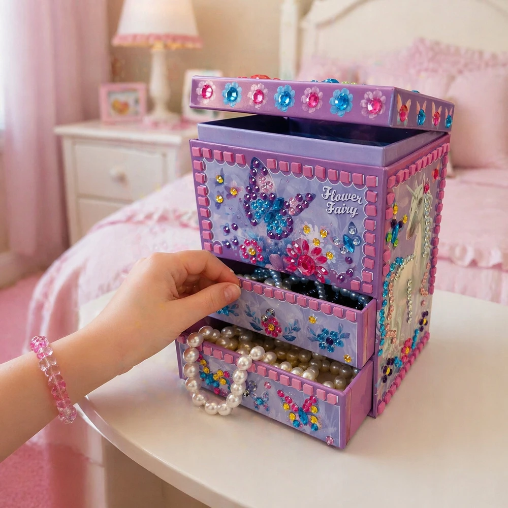 DĖŽUTĖ MERGAITEI papuošti DIY RINKINYS vaikams Gėlių fėja