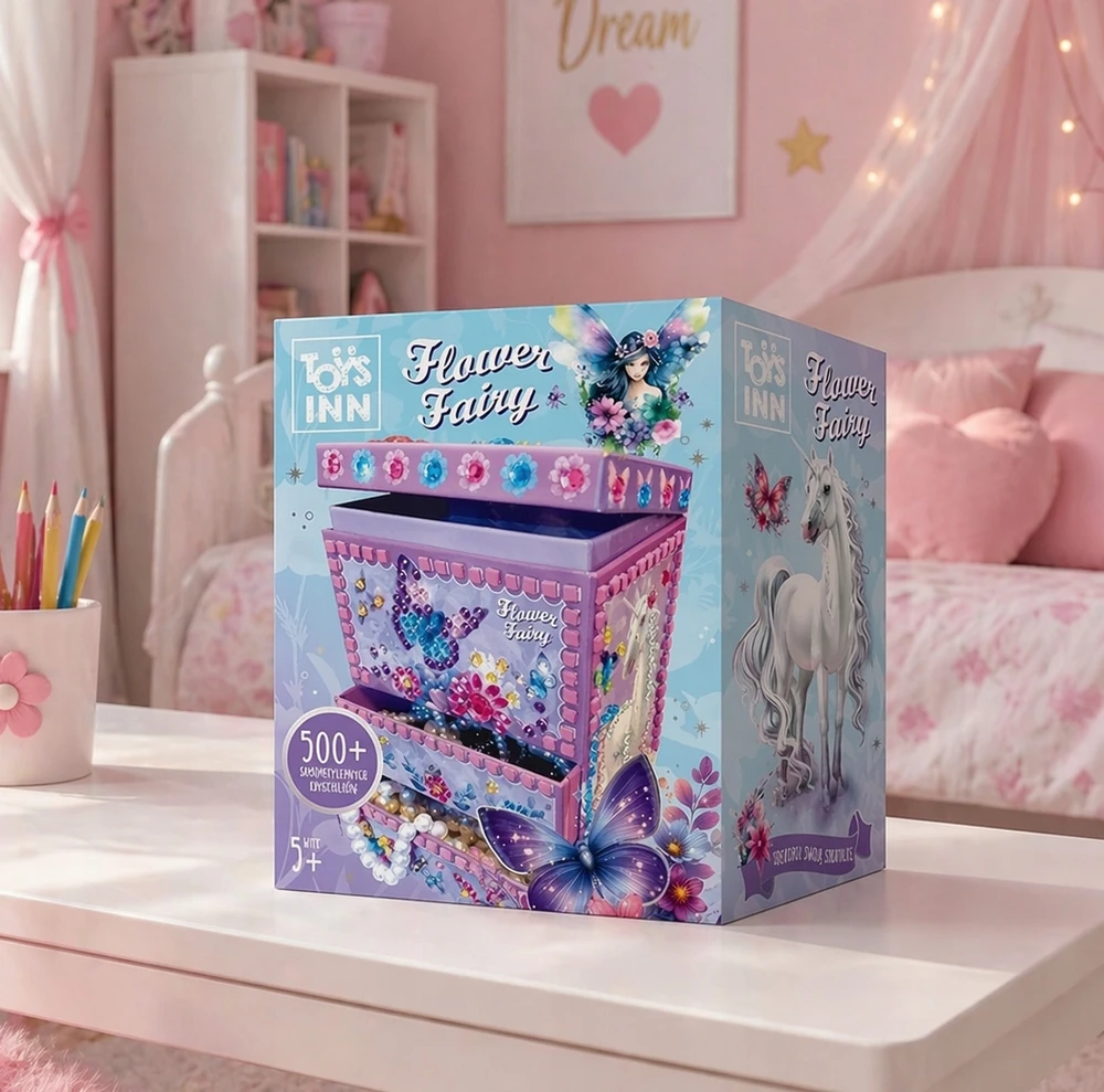 DĖŽUTĖ MERGAITEI papuošti DIY RINKINYS vaikams Gėlių fėja