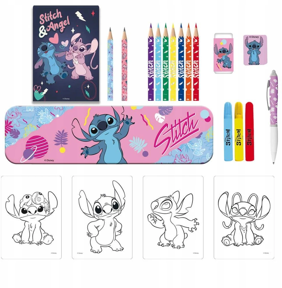 Pulio Diakakis Lilo ir Stitch piešimo rinkinys su pieštukų dėklu