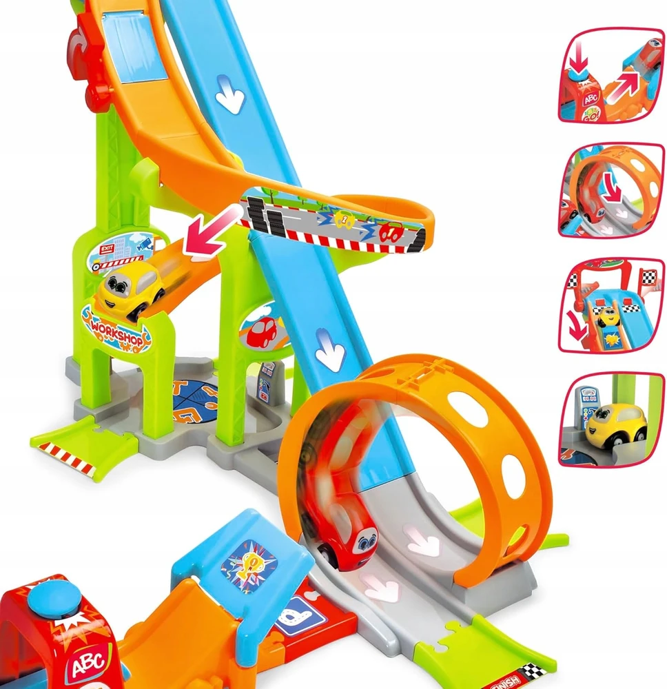 Automobilių trasa su šuoliu, kilpa ir 2 mašinėlėmis – Dickie Toys