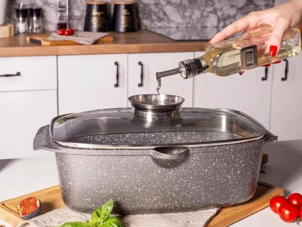 Didelė 5,7l skrudinimo skarda su Valdinox Rock aromatizatoriumi, dujinė indukcinė orkaitė