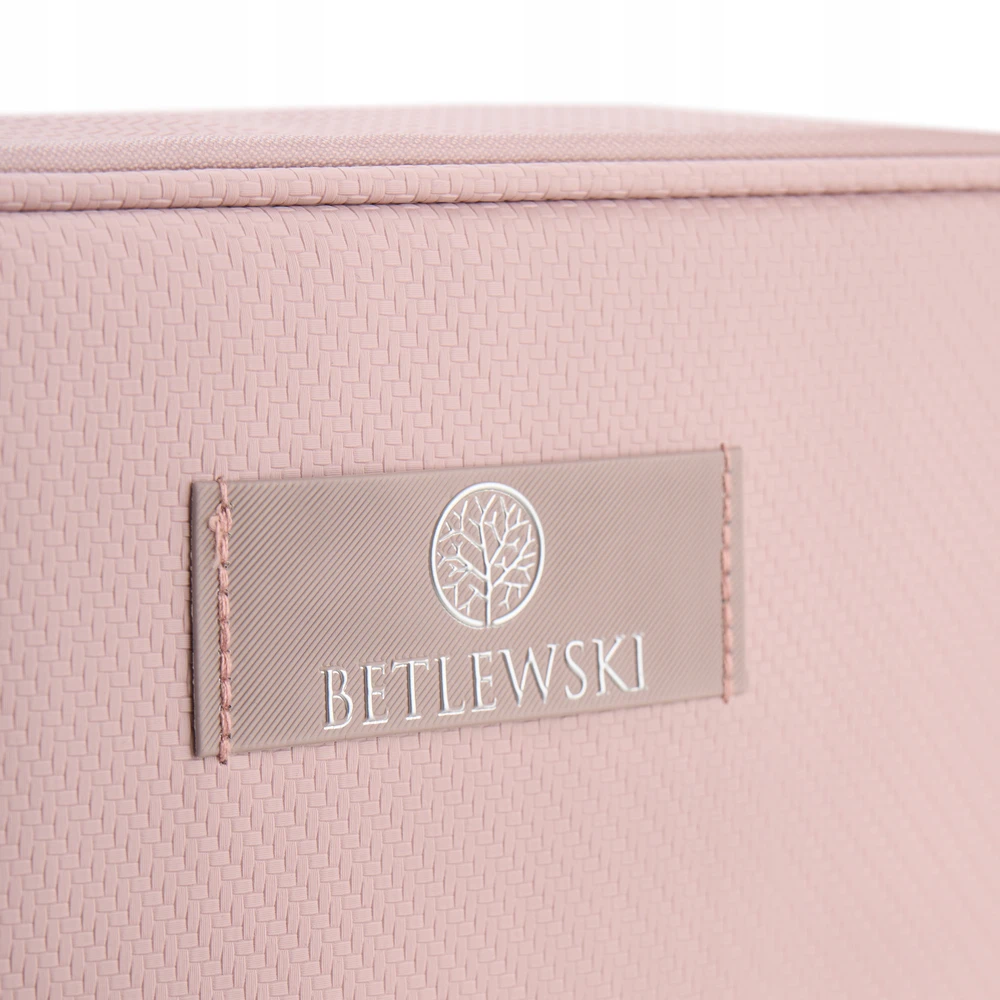 Didelė kelioninė kosmetinė, stačiakampė, Betlewski Essential, rožinė, PVC, 30 x 18 x 18 cm