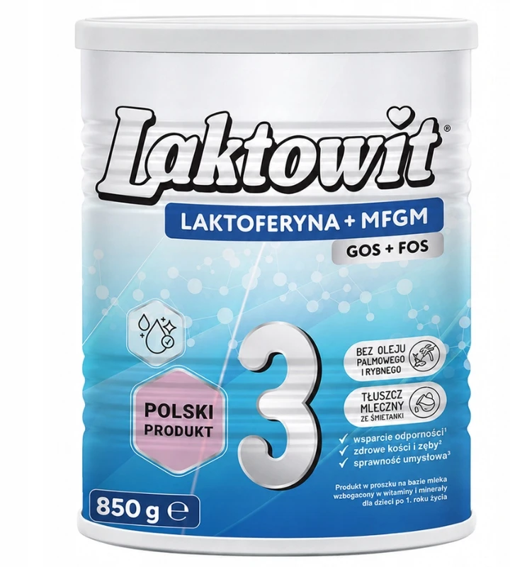 Didelė skardinė modifikuoto pieno Laktowit 3 Laktoferrin + MFGM + 12m per metus 850 g