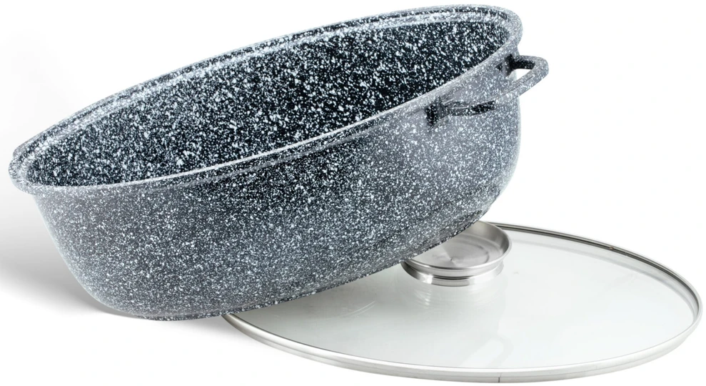 DIDELĖ skrudinimo skarda EDENBERG GOOSE NELIMPANČIUS MARMURO AROMATAS 38cm 8.0L