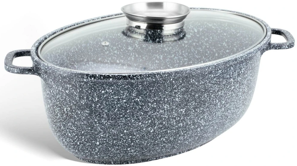 DIDELĖ skrudinimo skarda EDENBERG GOOSE NELIMPANČIUS MARMURO AROMATAS 38cm 8.0L