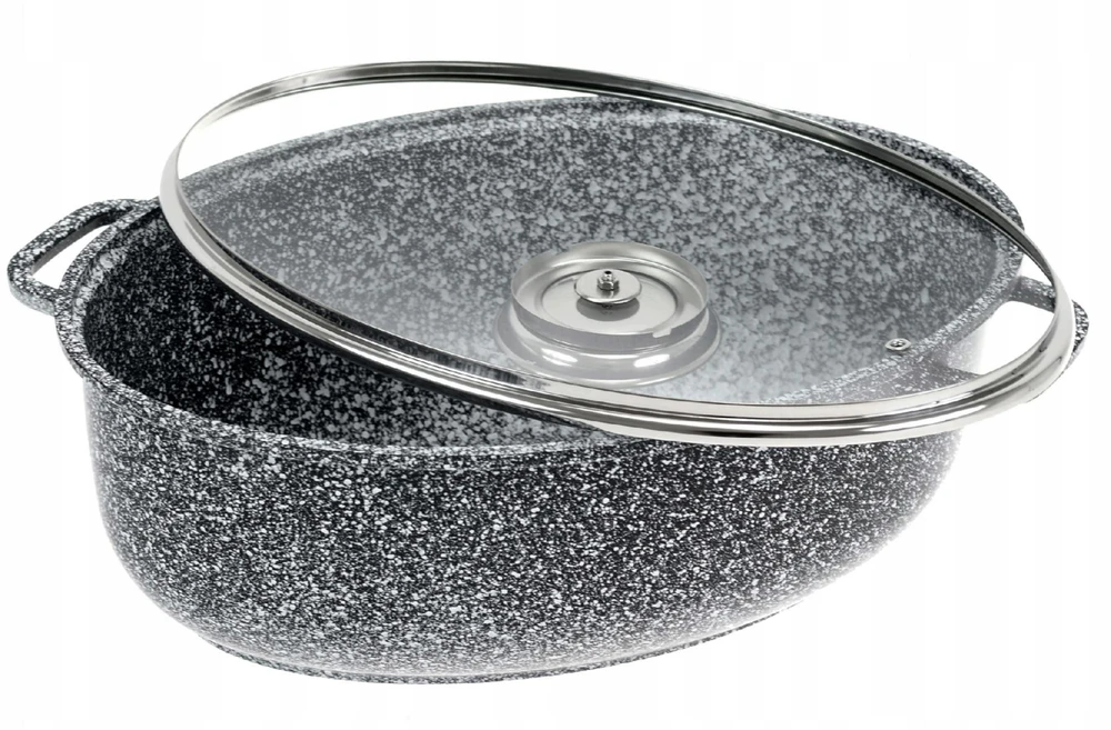 DIDELĖ skrudinimo skarda EDENBERG GOOSE NELIMPANČIUS MARMURO AROMATAS 38cm 8.0L