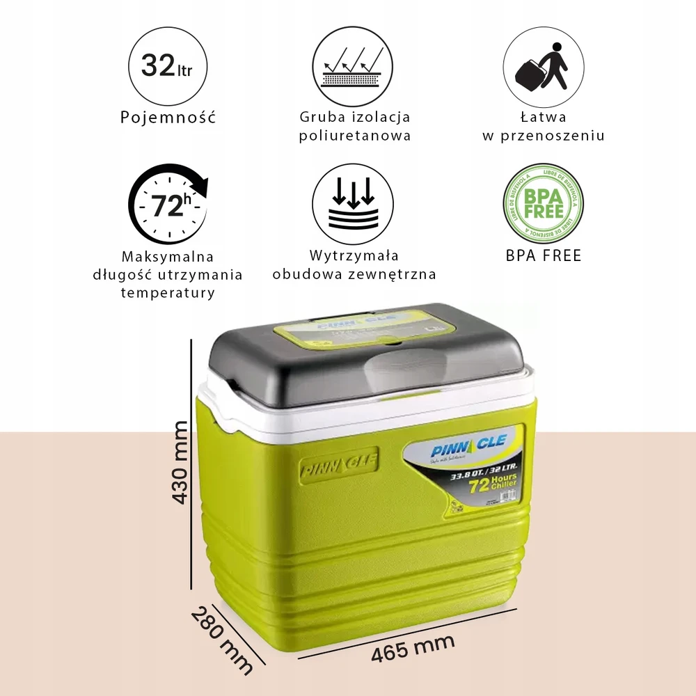 Didelė turistinė šaldymo dėžė Pinnacle Tpx 7000 32l, žalia