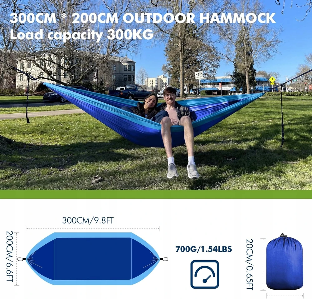 Didelis 2 asmenų sodo hamakas 300x200 cm, atsparus iki 300 kg