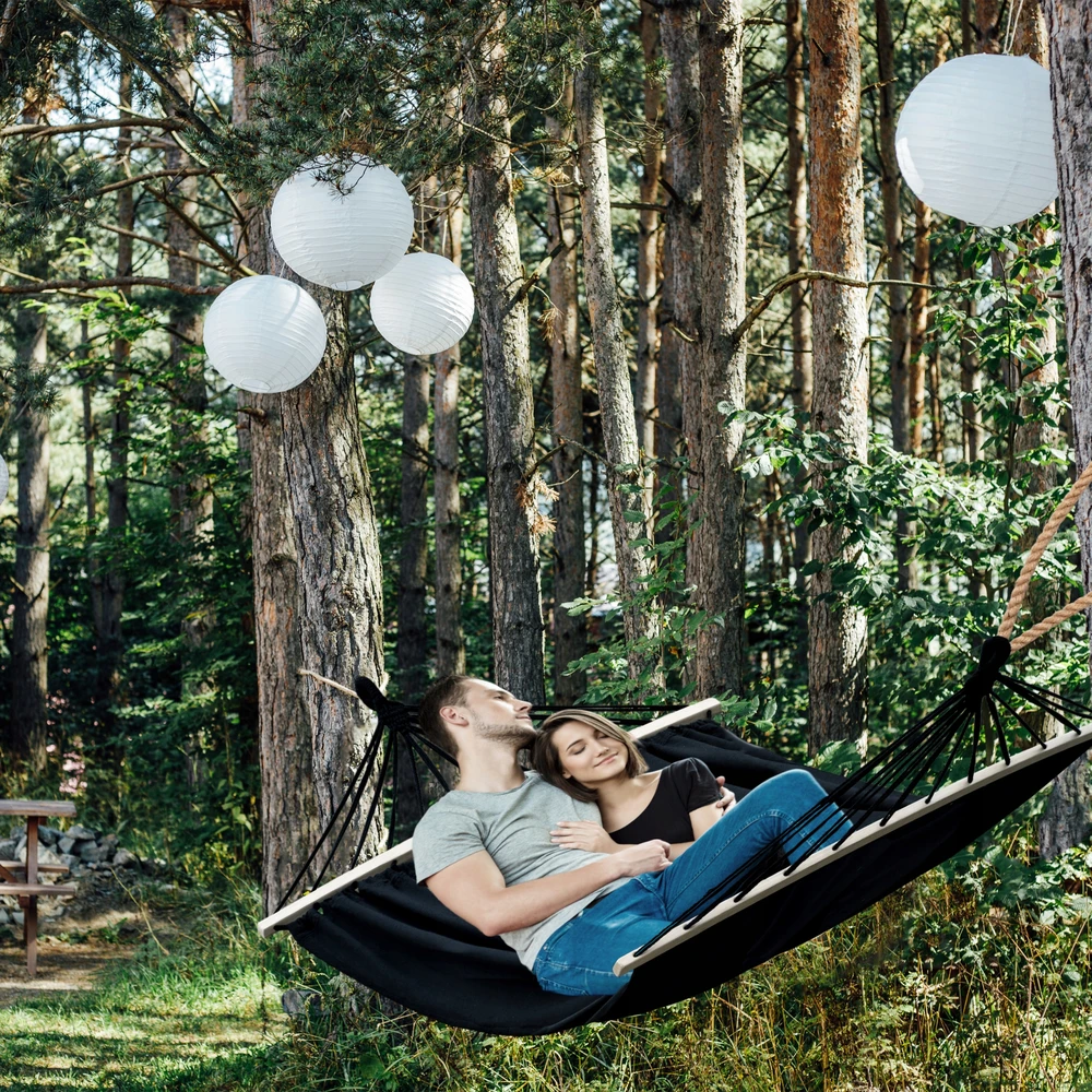 DIDELIS DVIMENYS SODO HAMAKAS STRONG XXL 290x150 CM GALVOS GALVOS 120 CM + LYNĖS