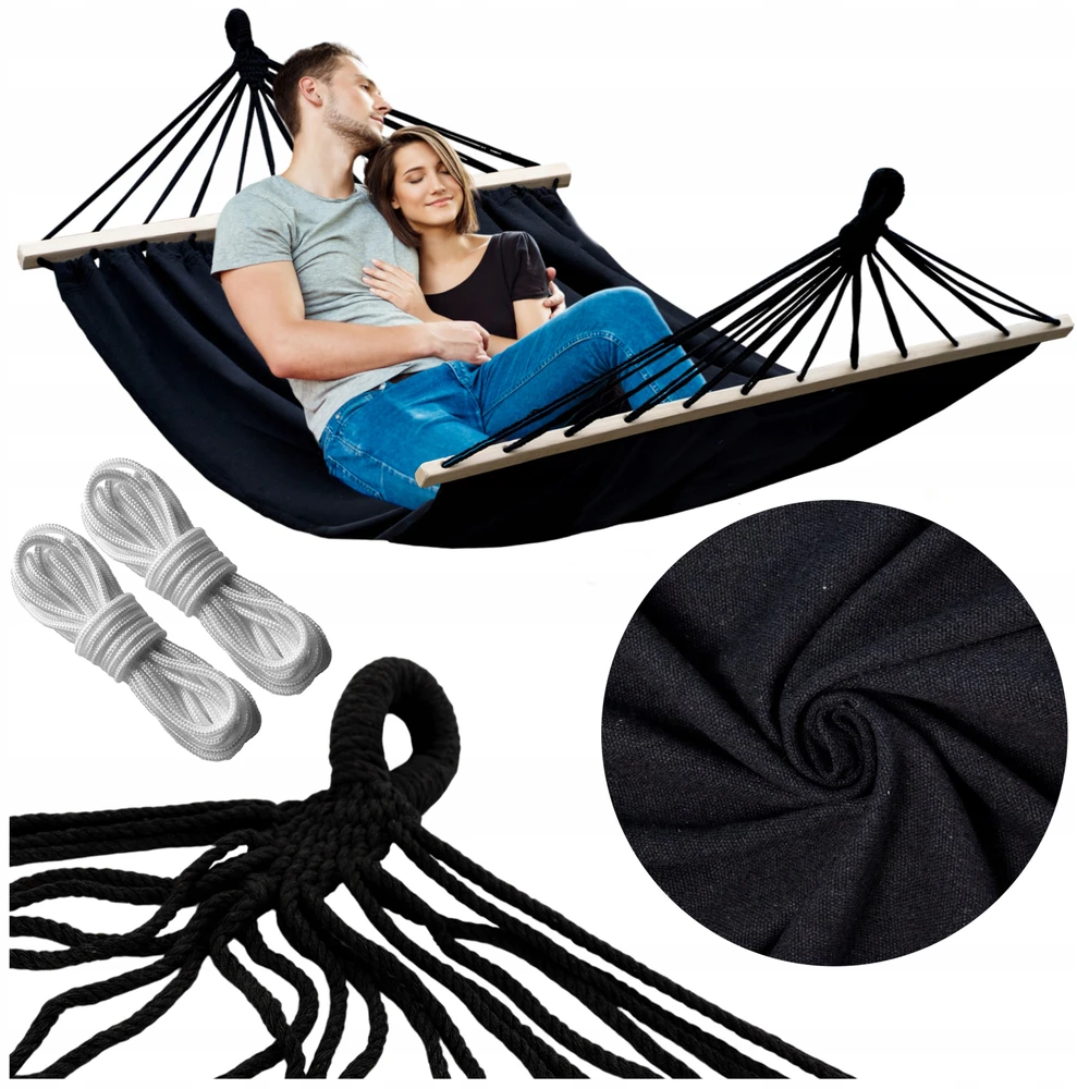 DIDELIS DVIMENYS SODO HAMAKAS STRONG XXL 290x150 CM GALVOS GALVOS 120 CM + LYNĖS