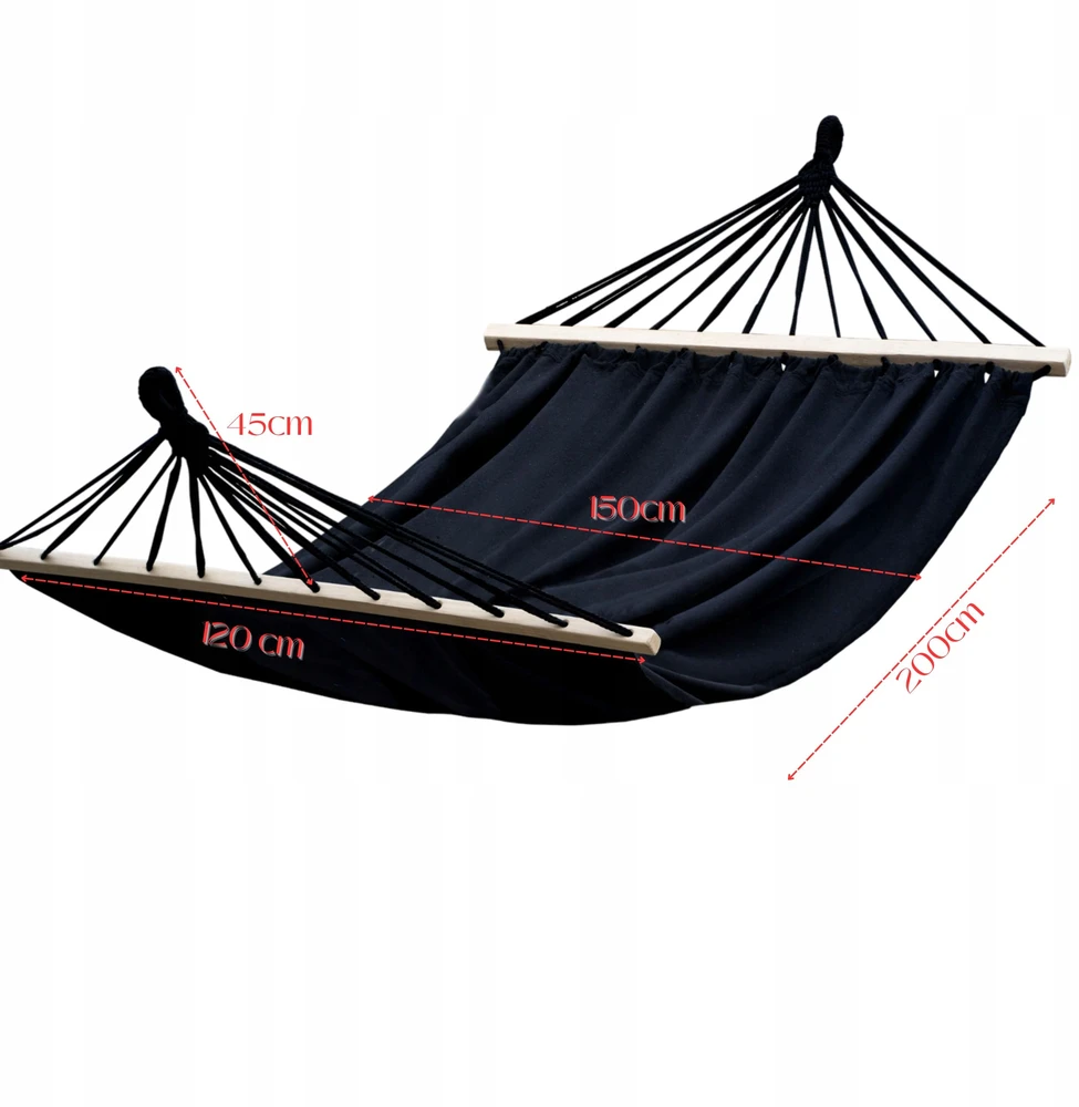 DIDELIS DVIMENYS SODO HAMAKAS STRONG XXL 290x150 CM GALVOS GALVOS 120 CM + LYNĖS