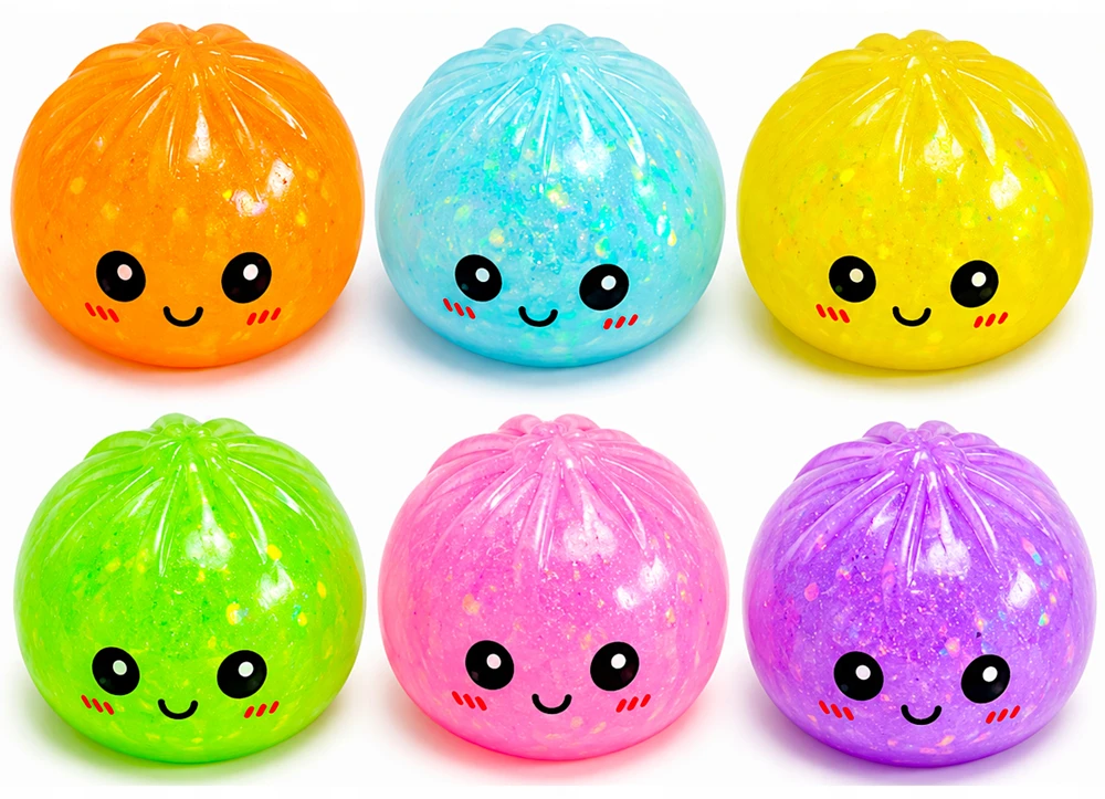 Didelis Gniotek kukulis XXL ANTISTRESS SQUISHY Glitter GLOWING LED 160g