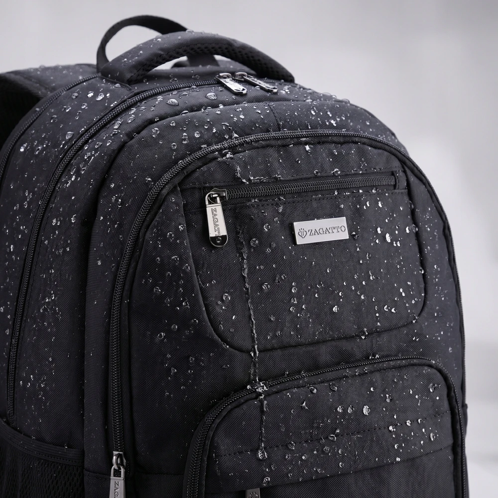 Didelis juodas plecak ZAGATTO su vieta laptopui 17", universalus moterims ir vyrams