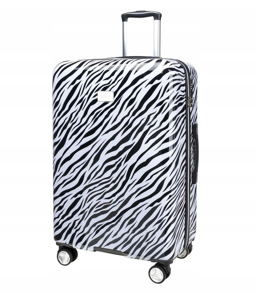 Didelis kelioninis lagaminas ant ratų, kietas ABS PUCCINI Zebra ABS015A-10