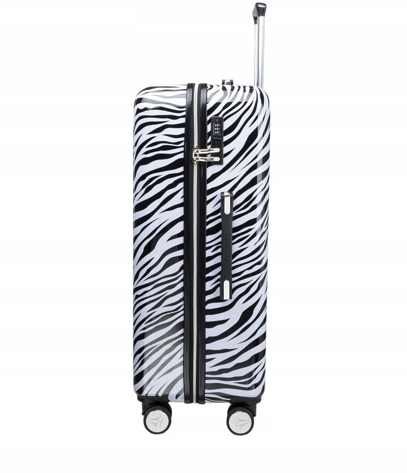 Didelis kelioninis lagaminas ant ratų, kietas ABS PUCCINI Zebra ABS015A-10