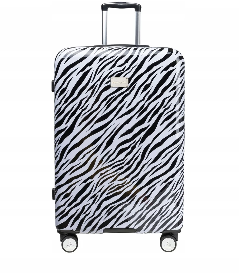 Didelis kelioninis lagaminas ant ratų, kietas ABS PUCCINI Zebra ABS015A-10