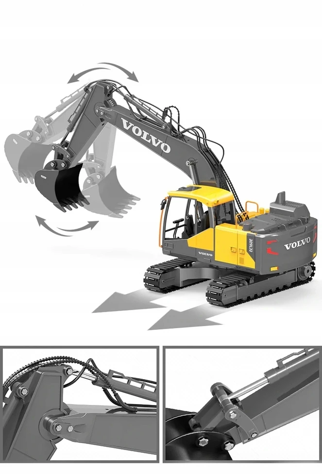 DIDELIS NUOTOLINIO VALDYMO VIŠKINIS EKSKAVATORIS RC VOLVO 3in1 NUOTOLINIO VALDYMO ŽAISLAS