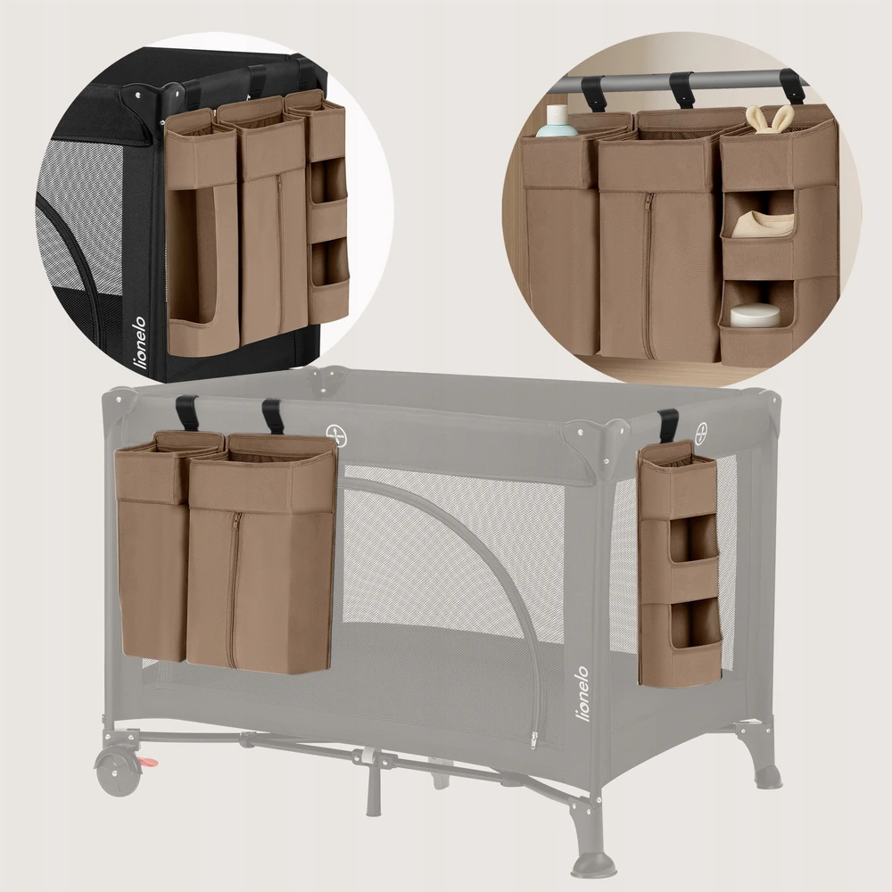 Didelis pakabinamas 3in1 lovos organizatorius Lionelo Sidepocket Large