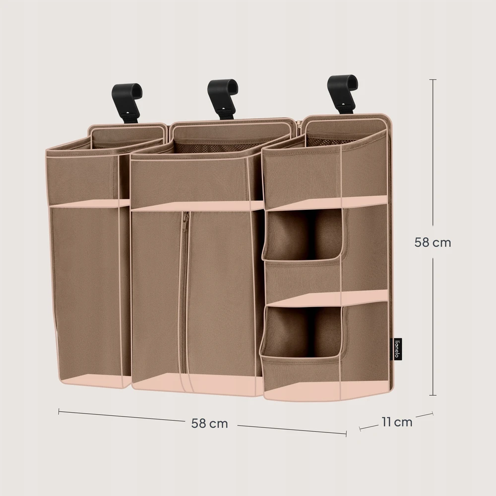 Didelis pakabinamas 3in1 lovos organizatorius Lionelo Sidepocket Large