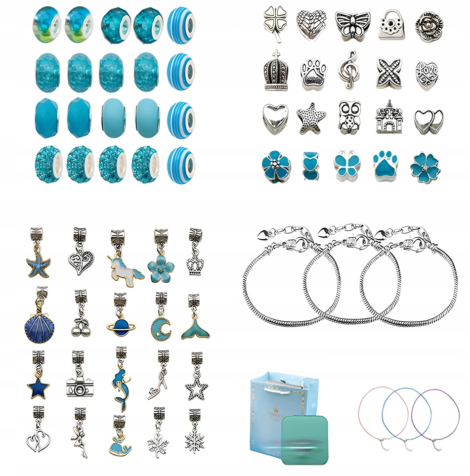 DIDELIS PAPUOŠALŲ GAMYBOS RINKINYS APYRANKĖS DIY BEADS DĖŽUTĖ Charms