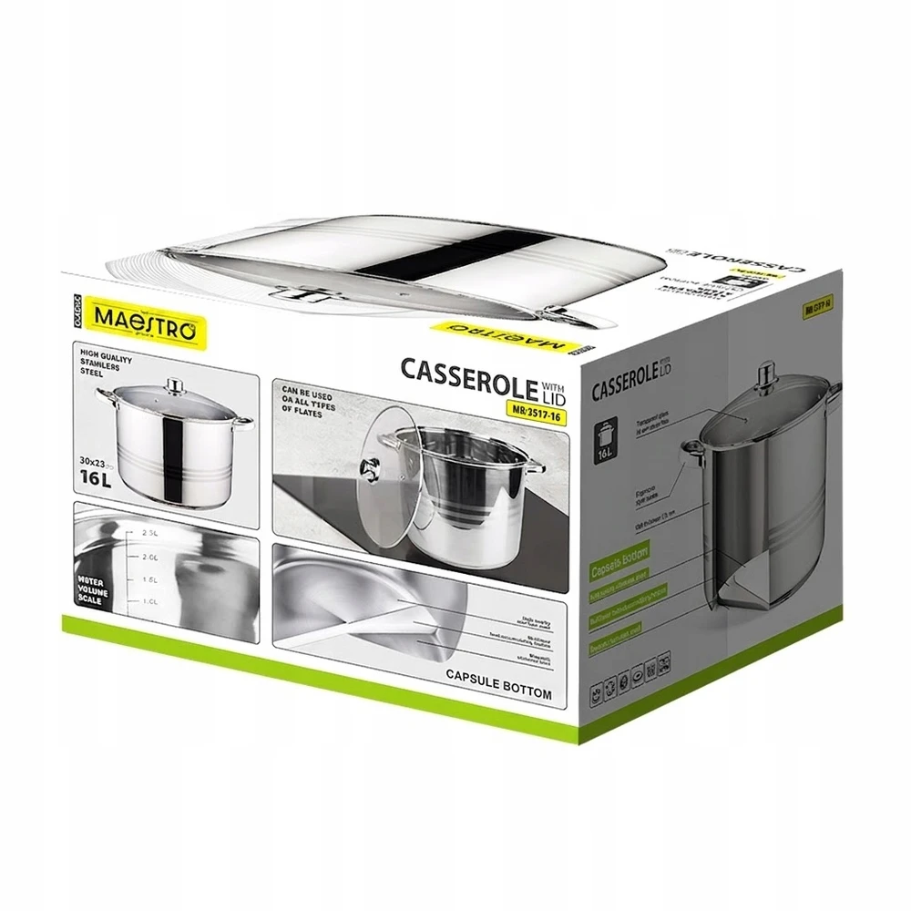 Lumarko Didelis plieno puodas 14L 30 cm su indukcine dangteliu Maestro MR3517