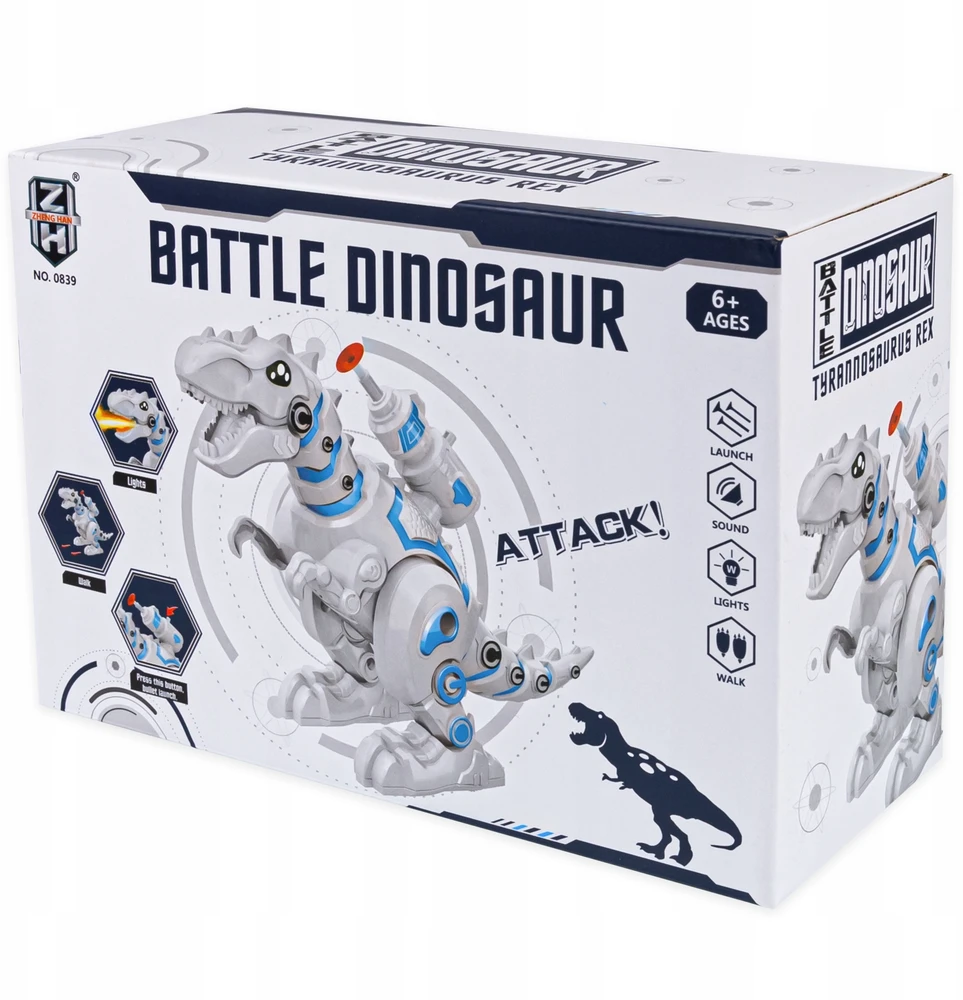 Didelis robotas dinozauras T-REX vaikšto riaumoja šviečia žiovauja vaikams Click4Toys