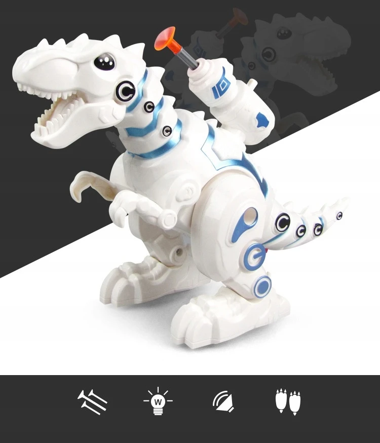Didelis robotas dinozauras T-REX vaikšto riaumoja šviečia žiovauja vaikams Click4Toys