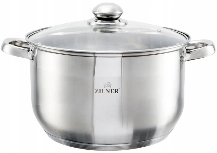 Didelis sidabrinis puodas su dangteliu 9,5L Zilner 28cm