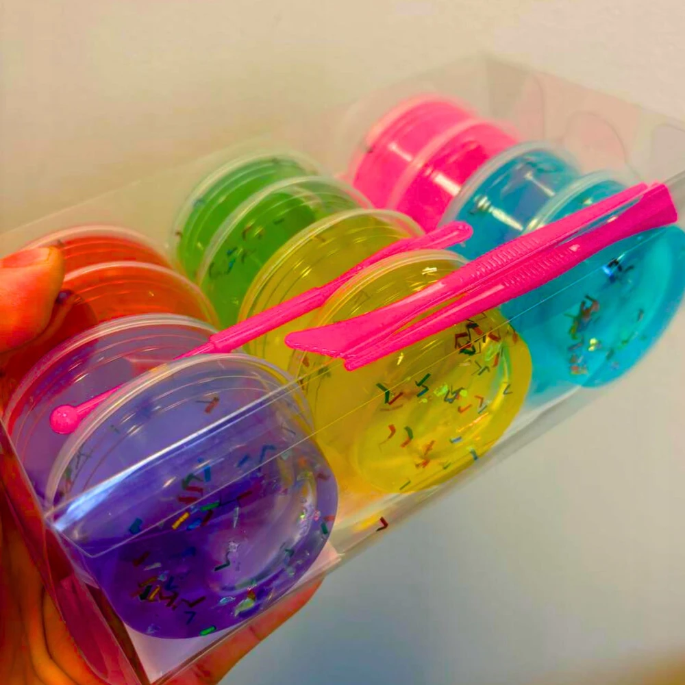 DIDELIS SLIME SLIME RINKINYS CREATIVE GLUTY BOX RINKINYS + METELĖS - 12X SLIME