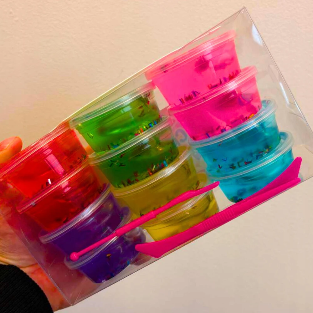 DIDELIS SLIME SLIME RINKINYS CREATIVE GLUTY BOX RINKINYS + METELĖS - 12X SLIME