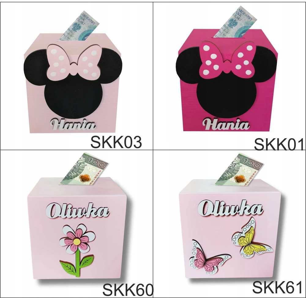 DIDELIS taupyklė SUPER DOVANA Minnie Mouse taupyklė su vardu vaikui