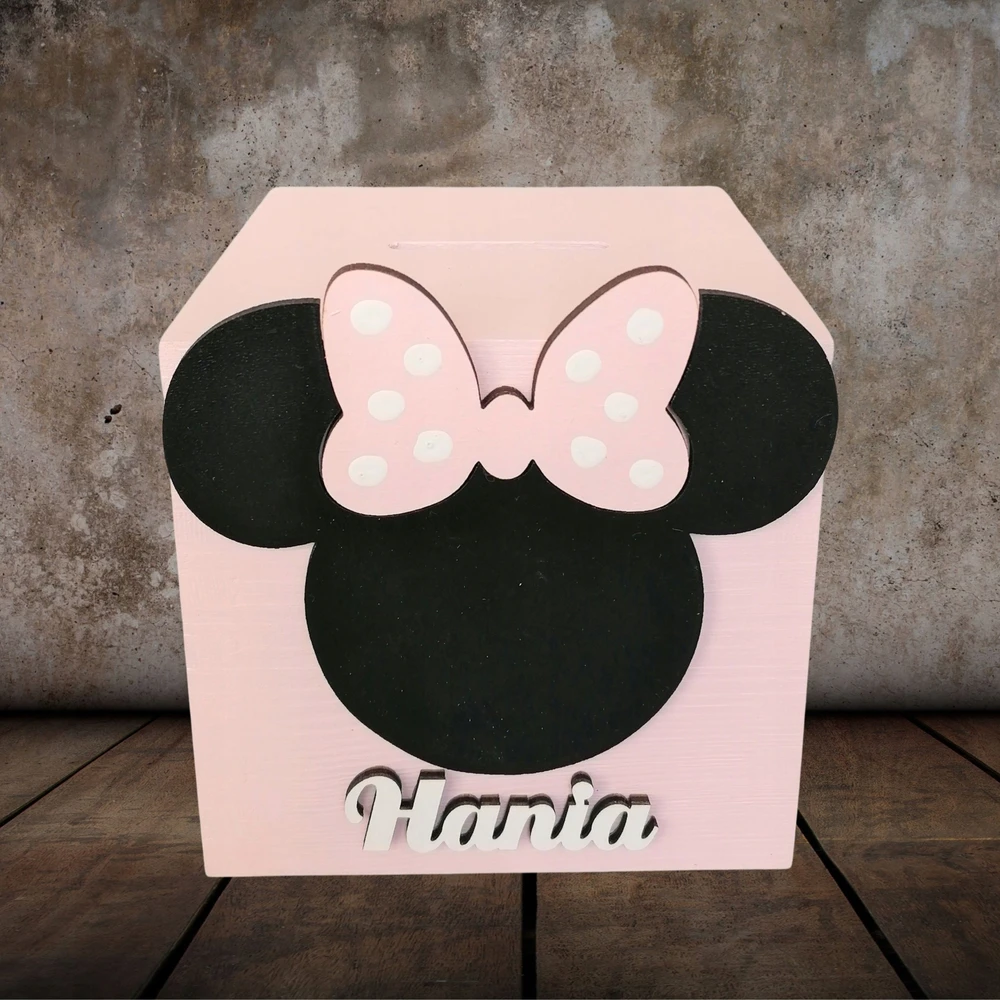 DIDELIS taupyklė SUPER DOVANA Minnie Mouse taupyklė su vardu vaikui