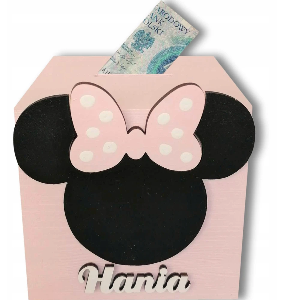 DIDELIS taupyklė SUPER DOVANA Minnie Mouse taupyklė su vardu vaikui