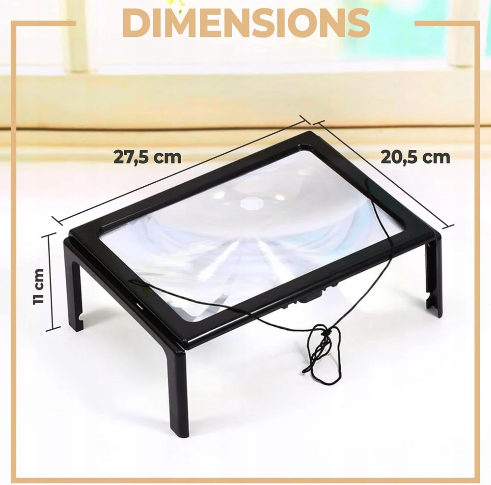 DIDINAMASIS DIDINIMAS 3X A4 DIDELIS SU LED FONINIU ŠVIETMU SKAITYTI