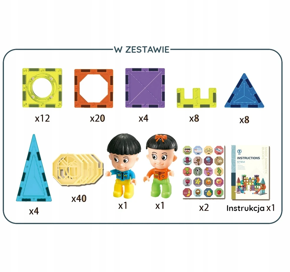 WOOPIE Magnetinės Statybinės Kaladėlės 98 vnt. Su Figūromis