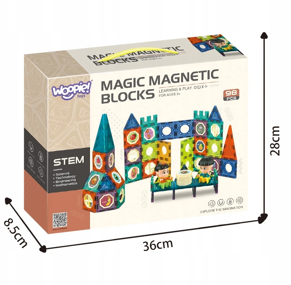WOOPIE Magnetinės Statybinės Kaladėlės 98 vnt. Su Figūromis
