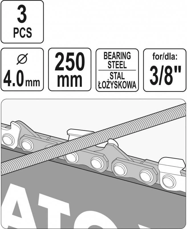 Yato Toya Sa Poland Dildelės | pjūklo grandinėms galąsti | 4.0 mm | 3 vnt. (YT-85025)
