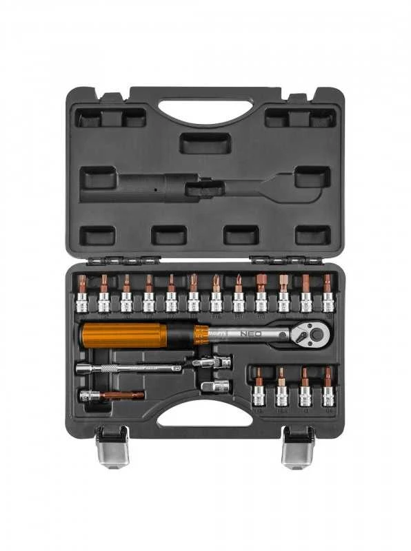 Neo Tools Dinamometrinio Rakto Rinkinys NEO 1/4", 5-25 Nm, 21 vnt.