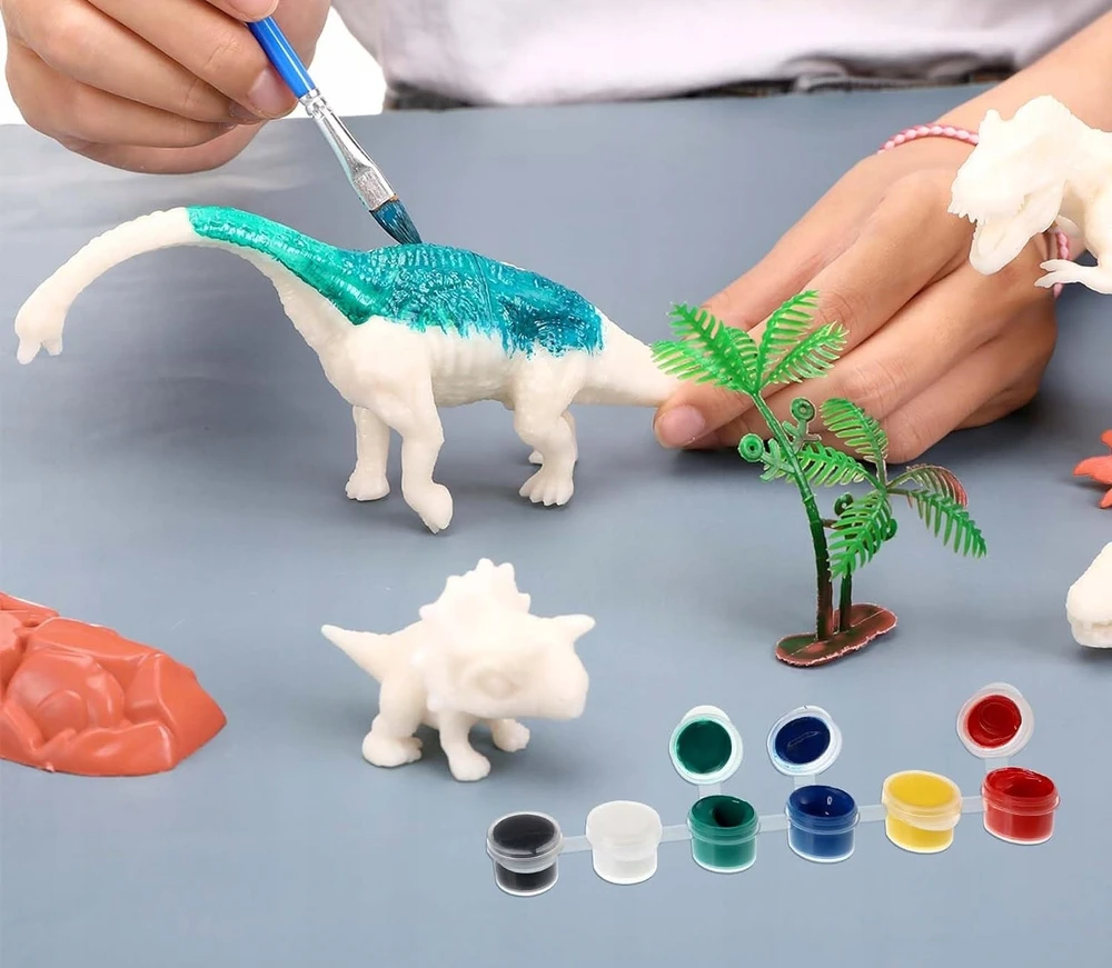 Dinozaurai dažymui dažais, rinkinyje 55 vnt. 3D tapyba Kūrybinis rinkinys