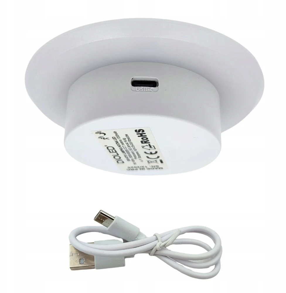 Dioled Lampka nocna LED wbudowana baterija 45lm CCT czujnik ruchu ściemnialna USB