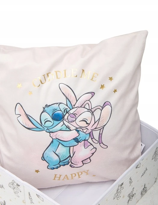 DISNEY. ANGEL & STITCH. WELUROWA POSZEWKA Z ZAMKIEM NA PODUSZKĘ 40x40